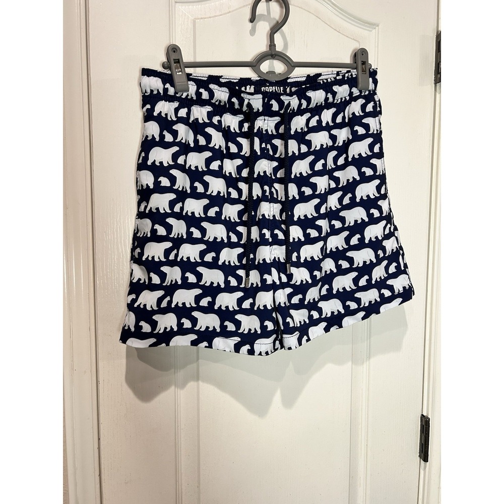 Capelle Miami Men's Swim Trunks Size L Large Blue White Polar Bear Board Shorts